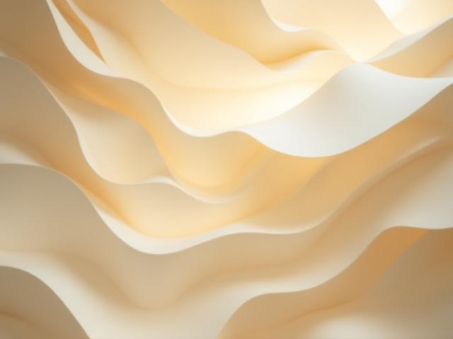 Installation artistique en papier dans le hall d'un hôtel de luxe, tons doux et naturels.